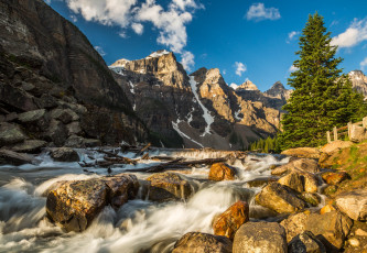 Картинка природа горы valley of the ten peaks скалы камни горная река