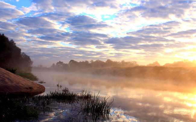 Обои картинки фото early, morning, природа, реки, озера, утро, река, туман