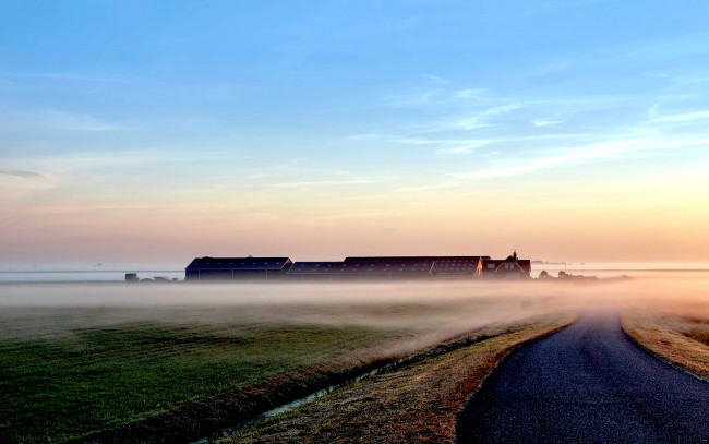 Обои картинки фото road, in, fog, природа, дороги, поля, дорога, туман