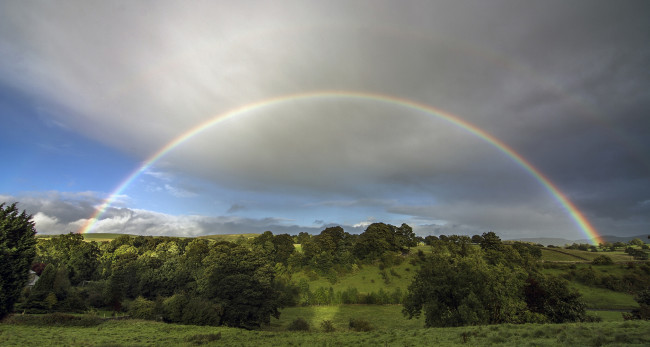 Обои картинки фото airton, north, yorkshire, england, природа, радуга, эйртон, северный, йоркшир, англия, пейзаж, тучи, облака