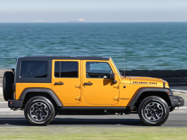 Обои картинки фото автомобили, jeep, желтый, 2014г, jk, au-spec, x, rubicon, unlimited, wrangler