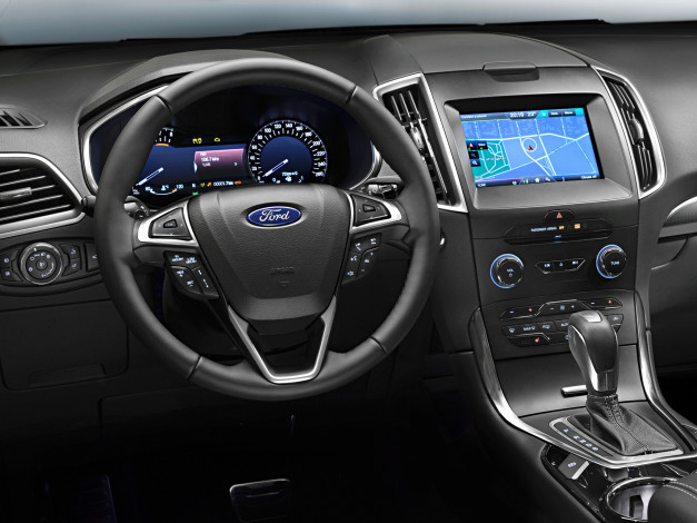 Обои картинки фото автомобили, спидометры, торпедо, ford, s-max, 2015г