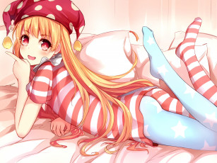 обоя аниме, touhou, девушка, арт, qunqing, clownpiece