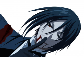 Картинка аниме kuroshitsuji кровь арт тёмный дворецкий себастьян демон