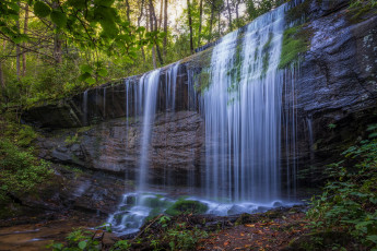 Картинка природа водопады лес вода скала