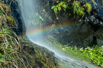 обоя природа, радуга, водопад