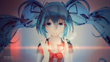 Картинка аниме vocaloid взгляд девочка арт awakawayui hatsune miku