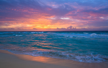 Картинка природа моря океаны sand waves sea sunset ocean