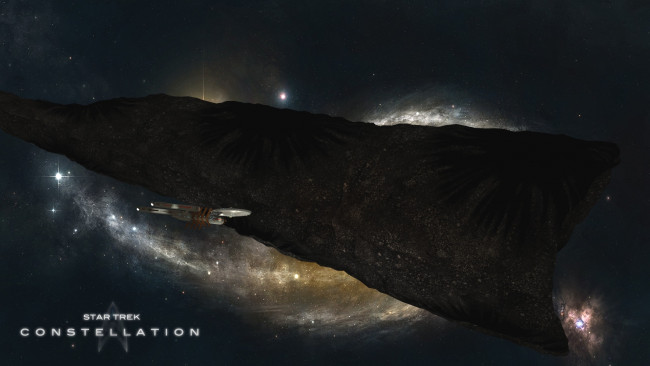 Обои картинки фото видео игры, star trek constellation, космический, корабль, полет, вселенная, планета, поверхность