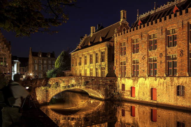Обои картинки фото brugge,  belgium, города, брюгге , бельгия, ночь, огни