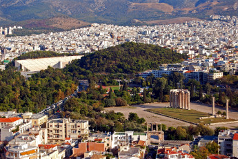 Картинка афины греция города дома холм колонны