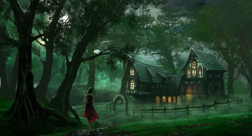 Картинка фэнтези девушки домик лес edli+akolli