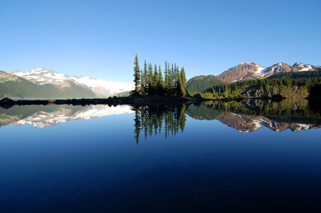 Обои картинки фото природа, реки, озера, пейзаж, озеро, деревья, отражение, горы