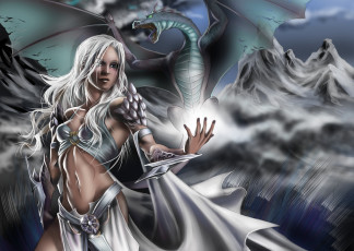 Картинка фэнтези красавицы+и+чудовища девушка дракон