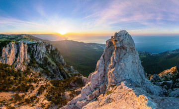 Картинка природа горы крым ай-петри рассвет море панорама вершина