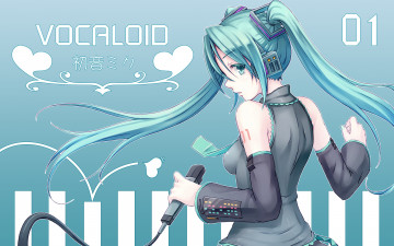 Картинка аниме vocaloid взгляд девушка фон