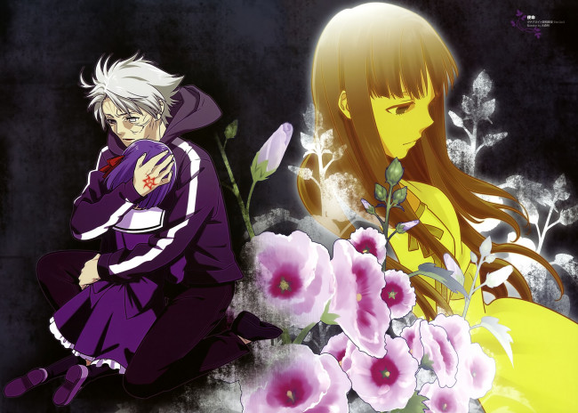 Обои картинки фото аниме, fate, zero, парень, девушка, цветы