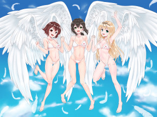 Картинка аниме kantai+collection ангелы фон взгляд девушки