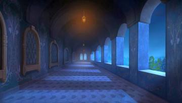 Картинка рисованное города коридор фонарь