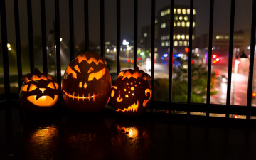 Картинка праздничные хэллоуин halloween ночь тыквы