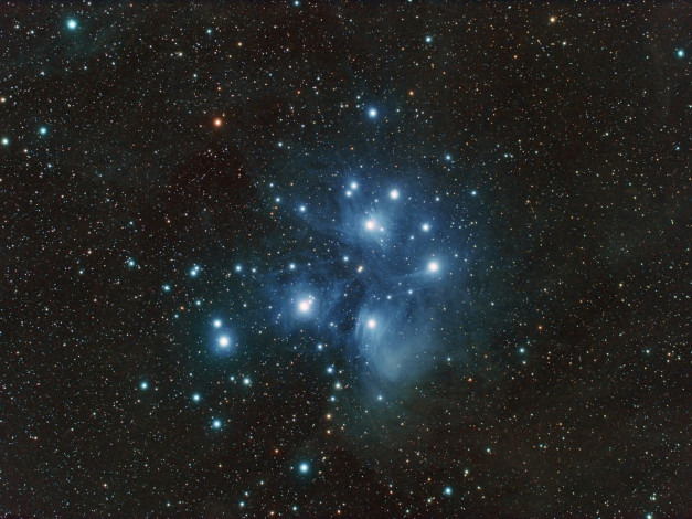 Обои картинки фото m45, звёздное, скопление, плеяды, космос, звезды, созвездия