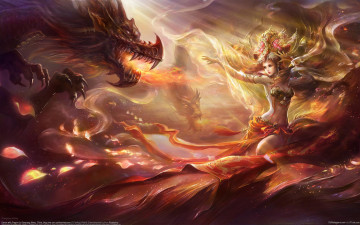 Картинка rongrong wang фэнтези красавицы чудовища дракон девушка