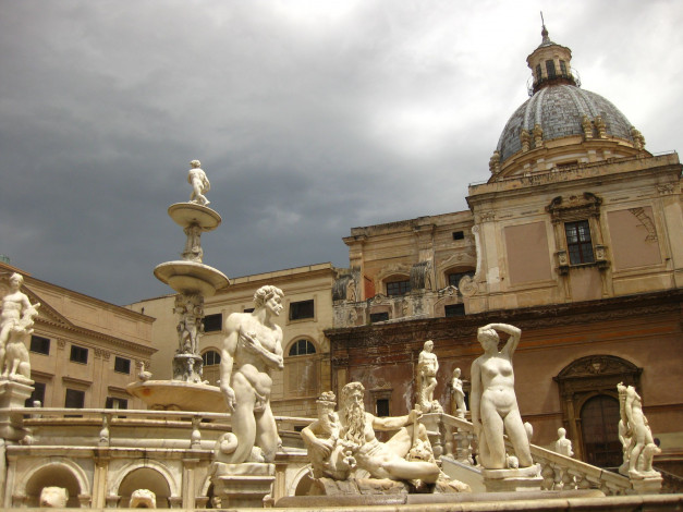 Обои картинки фото города, фонтаны, сицилия, италия