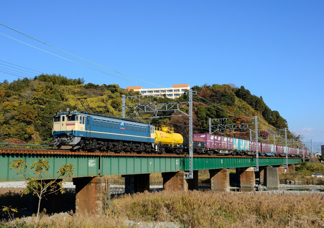 Обои картинки фото техника, поезда, мост, вагоны