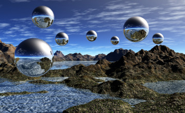 Картинка 3д графика atmosphere mood атмосфера настроения вода вершины шары