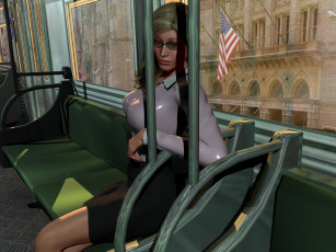 Картинка 3д+графика люди+ people метро скамейка взгляд девушки