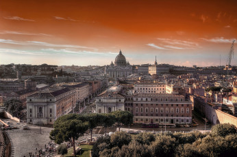 обоя orange rome, города, рим,  ватикан , италия, панорама, город