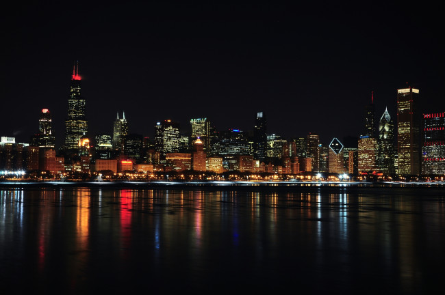 Обои картинки фото города, Чикаго , сша, здания, ночь