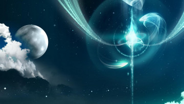 Картинка 3д+графика абстракция+ abstract планета блестки звезды облака полосы линии свечение