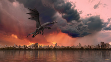 Картинка 3д+графика существа+ creatures дракон фон полет