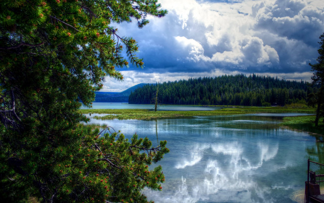 Обои картинки фото природа, реки, озера, облака, отражение, река