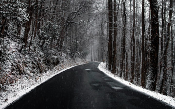 обоя природа, дороги, шоссе, зимнее