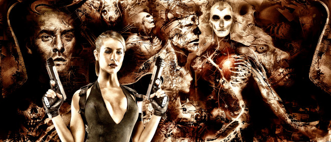 Обои картинки фото видео игры, ghosthunter, существо, лица, пистолет, взгляд, фон, девушка
