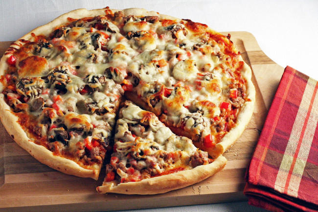 Обои картинки фото еда, пицца, сыр