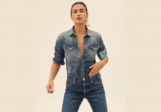 Картинка девушки irina+shayk модель рубашка джинсы
