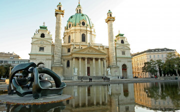 обоя города, католические, соборы, костелы, аббатства, karlskirche, vienna, austria