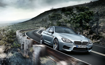 Картинка автомобили bmw m6 gran coupe road mpower tuning motion sky clouds