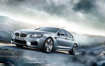 Картинка автомобили bmw mpower tuning motion sky clouds road m6 gran coupe