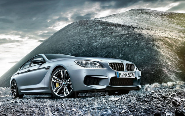 Обои картинки фото автомобили, bmw, m6, gran, coupe, mpower, tuning, sky, clouds, mountain