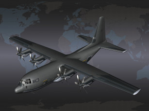 Картинка c-130 авиация 3д рисованые v-graphic самолет карта