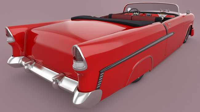 Обои картинки фото автомобили, 3д, 1955, convertible, bel, air, chevrolet