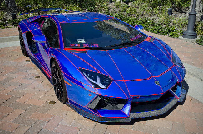 Обои картинки фото lamborghini aventador aka big blue, автомобили, lamborghini, спорткар