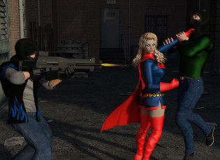 Картинка 3д+графика фантазия+ fantasy супермен оружие фон девушки взгляд