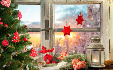 Картинка праздничные -+разное+ новый+год украшения подарки фонарь окно декорация