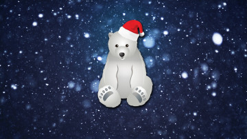 Картинка праздничные векторная+графика+ новый+год белый медведь минимализм снег зима фон настроение праздник новый год