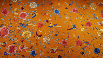 Картинка разное текстуры вышивка шёлк китайский цветы птицы текстура ткань